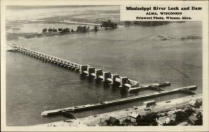 Alma WI Mississippi Rover Lock & Dam Real Photo Postcard