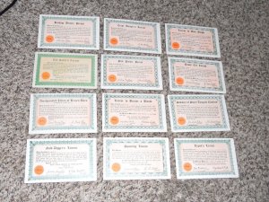 Lot Of (12) 1940S EXHIBIT SUPPLY CO GAG GIFT LICENSE PERMIT VENDING CARDS (H1)