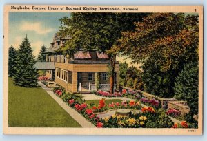 c1940 Naulhaka Former Home Of Rudyard View Kipling Brattleboro Vermont Postcard