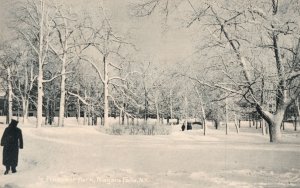 Winter Snow Thick Ice Prospect Park Niagara Falls New York RPPC Vintage Postcard