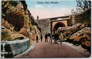 VINTAGE POSTCARD HORSE CART SCENE ON THE EUROPA PASS AT GIBRALTAR