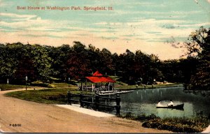 Illinois Springfiield Washington Park Boat House 1915
