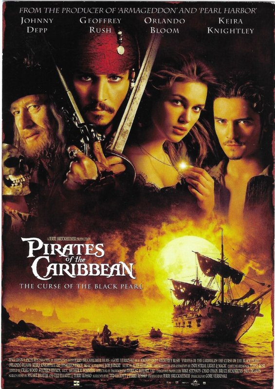 Pirates of the Caribbean Curse of the Black Pearl Film Postcard 4 by 6