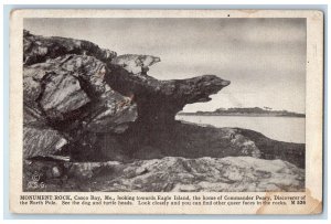 1916 Monument Rock, Home of Commander Peary Casco Bay Maine ME Postcard