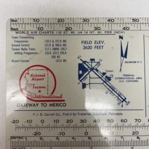 Tuscon International Airport Pocket Flight Tool - Air Chart, Ruler, Time