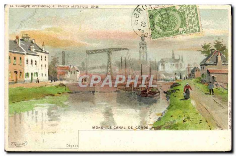 Old Postcard Mons Canal De Conde