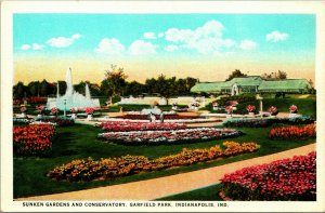 Sunken Gardens Conservatory Garfield Park Indianapolis IN UNP WB  Postcard B9