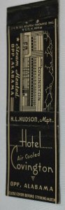 Hotel Covington Opp Alabama Advertising 20 Strike Matchbook Cover