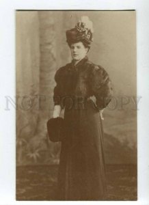 264982 RUSSIA PETERSBURG Rich Lady WINTER FASHION old PHOTO