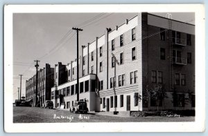 Anchorage Alaska AK Postcard RPPC Photo Anchorage Hotel Building Cars c1930's