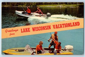 c1950 Greetings From Lake Wisconsin Vacationland Wiscon. Correspondence Postcard