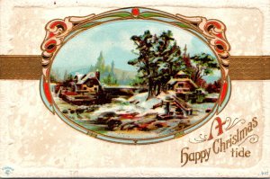 Merry Christmas With Landscape Scene 1913