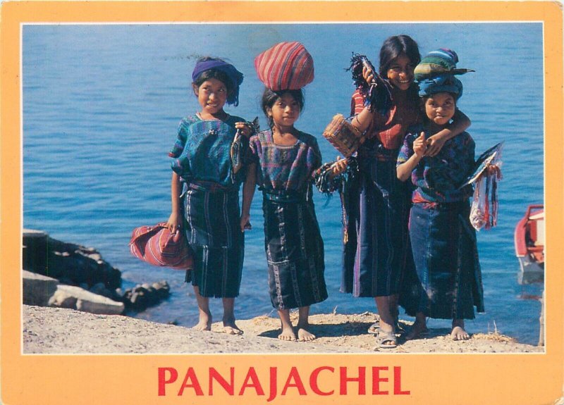 Mexico Panajachel children ethnic types postcard