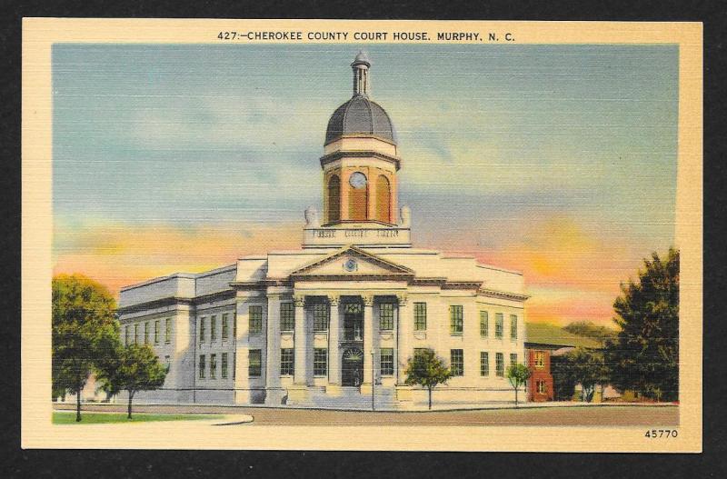 Street View Cherokee County Court House Murphy North Carolina Unused c1930s