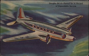 Great Silver Fleet Douglas DC-3 Jet Airliner Airplane Vintage Postcard