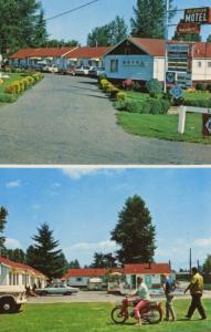 Beladean Motel Surrey BC Multi-view Motorcycle People Cars Vintage Postcard D10c