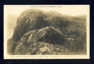 Tadoussac, Quebec, Canada Postcard, Cape Trinity, Notre Dame Du Saguenay Statue