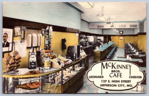K31/ Jefferson City Missouri Postcard Linen McKinney Brothers Cafe Interior 214