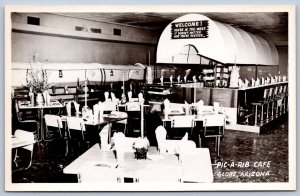 K36/ Globe Arizona RPPC Postcard c1940s Interior Pic-A-Rib Cafe Restaurant 412