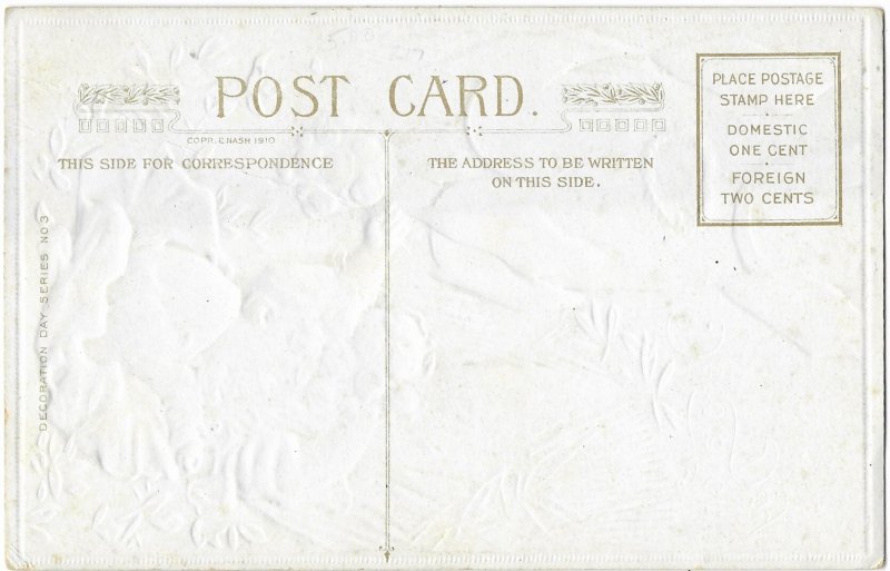 Decoration Day Lovely Lady Decorating Graves Embossed