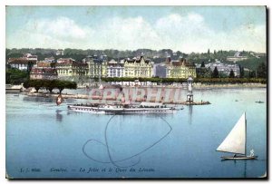 Postcard Old La Jetee Geneva and the Quai du Leman boat