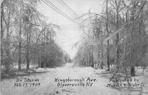 GLOVERSVILLE, NY New York KINGSBOROUGH AVE~Ice Storm of 1909 FULTON CO Postcard