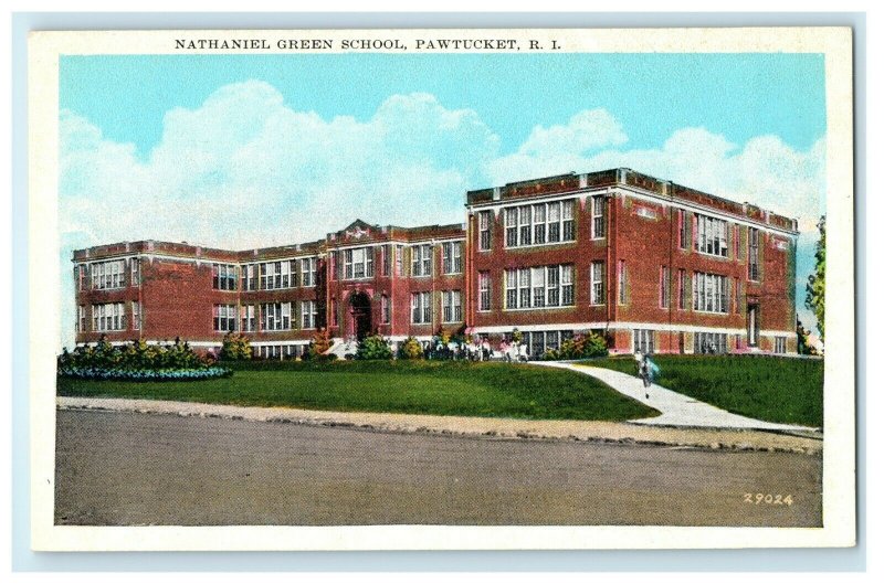 1935 Nathaniel Green School, Pawtucket Rhode Island, RI Postcard 