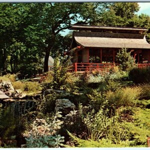 c1960s Waterloo, IA Beautiful Japanese Gardens Park Photo Chrome Postcard A62