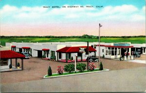 Vtg Linen Postcard Tracy California CA - Tracy Motel on Highway 50 Unused Kropp