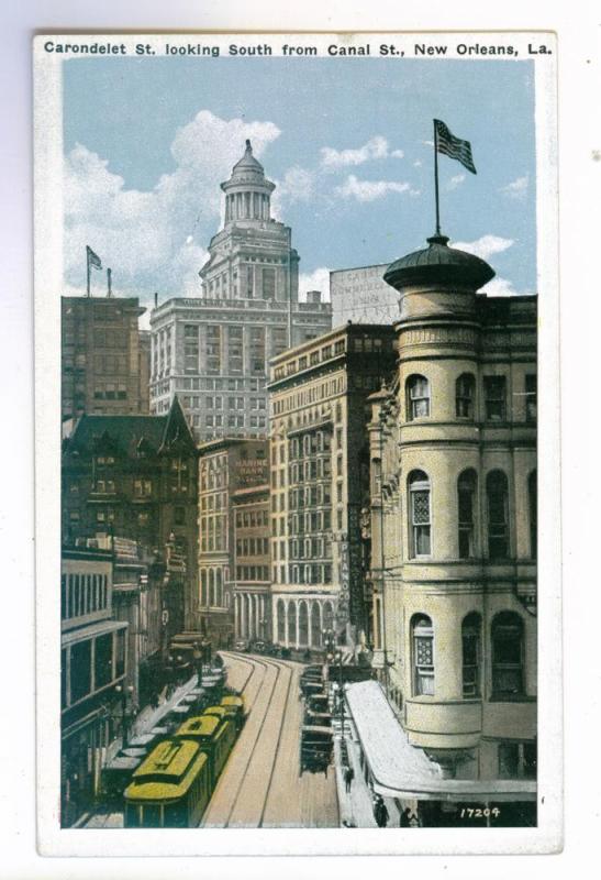 Carondelet St. looking South from Canal St., New Orleans PPC