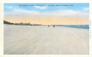 Daytona Beach Florida Model T Cars Driving in Sand White Border Postcard Unused