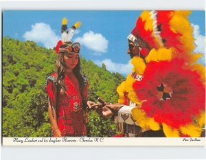 Postcard Henry Lambert and his daughter Henrietta, Cherokee, North Carolina