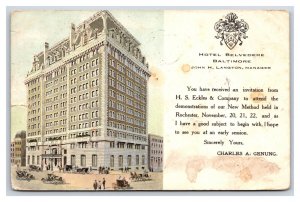 Hotel Belvedere Baltimore Maryland MD Private Mailing Card PMC Postcard N21