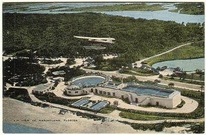 Marineland, Florida, Vintage Linen Aerial View Postcard, Showing Seaplane