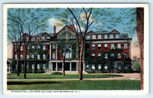 NEW BRUNSWICK, New Jersey NJ ~ Winants Hall RUTGERS COLLEGE  1916 Postcard