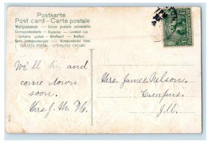 c1910 Three Flowers, Greetings from Emington Illinois IL Posted Postcard
