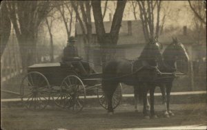 Frank Hinderlier Meat Wagon Littleton NH Horse Drawn Real Photo Postcard G19