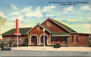 postcard Panama City FL - Mattie's Tavern - Home of Hush Puppies