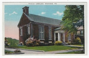 Windsor, Vermont, Vintage Postcard View of The Public Library