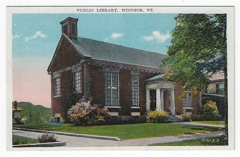 Windsor, Vermont, Vintage Postcard View of The Public Library