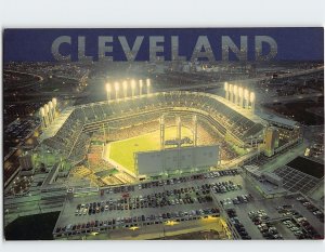 Postcard Nighttime baseball, Gateway District, Cleveland, Ohio