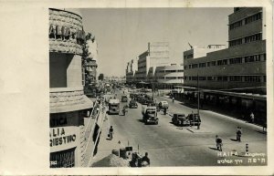 israel palestine, HAIFA, Kingsway, Car Truck (1949) Palphot 282 RPPC Postcard