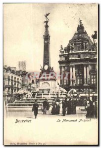 Belgie Belgium Brussels Old Postcard Anspach Monument