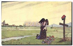 Old Postcard Folklore Alsace Hansi Prayer of & # 39Alsace TOP