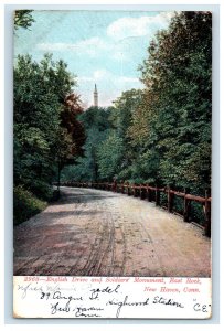 c1905 English Drive and Soldier's Monument, New Haven Connecticut CT Postcard 