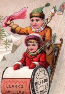 1880s Clark's Mile-End Spool Cotton Winter Children Sledding P158