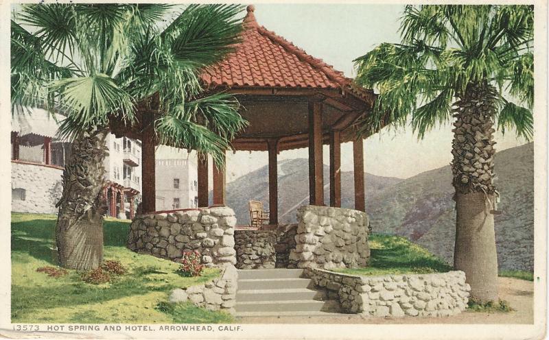 Hot Spring and Hotel, arrowhead, California, Early Postcard, Used in 1913