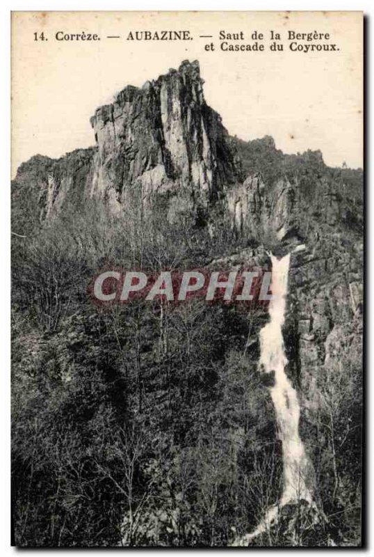 Old Postcard Aubazine Leap of Bergere and waterfall Coyroux