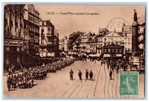 Lille Hauts-de-France France Postcard Grand Place During the Occupation 1920