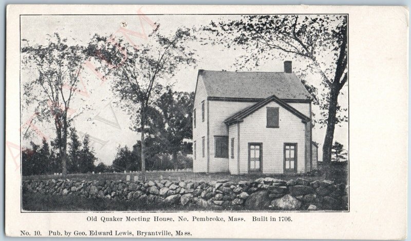 c1900s Pembroke, MA Old Quaker Meeting House Geo Edward Lewis Bryantville A189